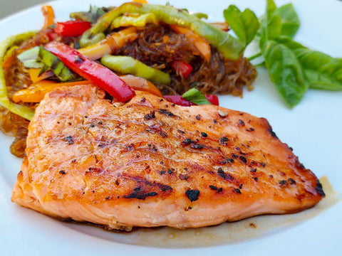 DAY 24: Salmon Steaks grilled in our Grapevine & Cedar blend