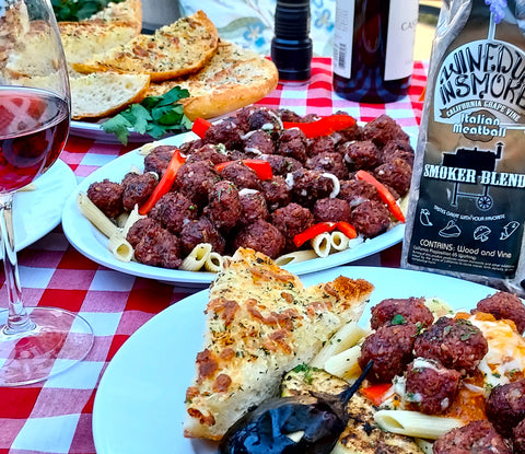 DAY 10: An Italian feast including meatballs smoked in our Grapevine & Italian blend