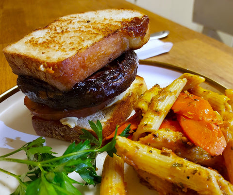 DAY 27: Portobello Burgers, with portobello mushrooms smoked in our Grapevine & Applewood blend